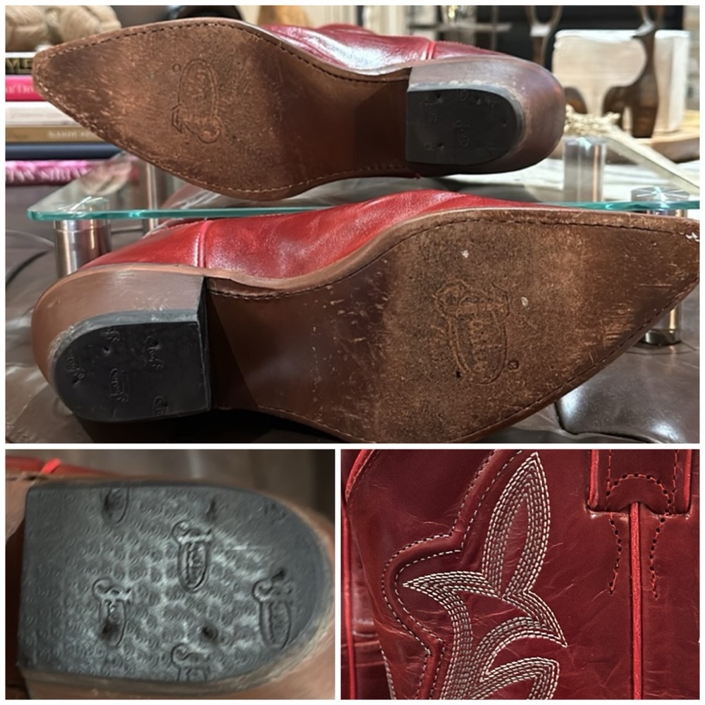 Justin Women’s Embroidered Leather Western Boots in Red, Size 10 Wide. - Picture 15 of 16